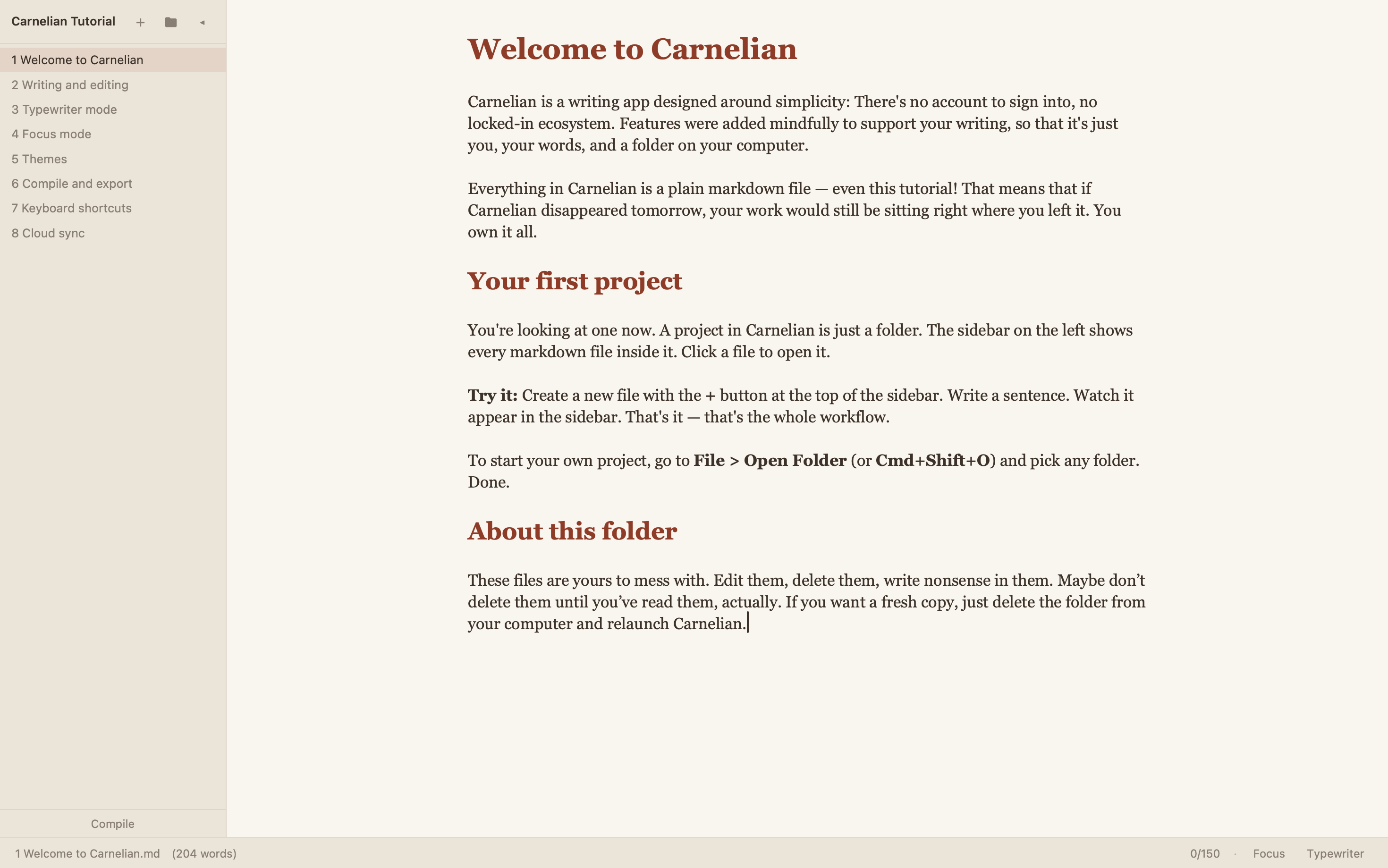 Carnelian tutorial in the warm Parchment theme